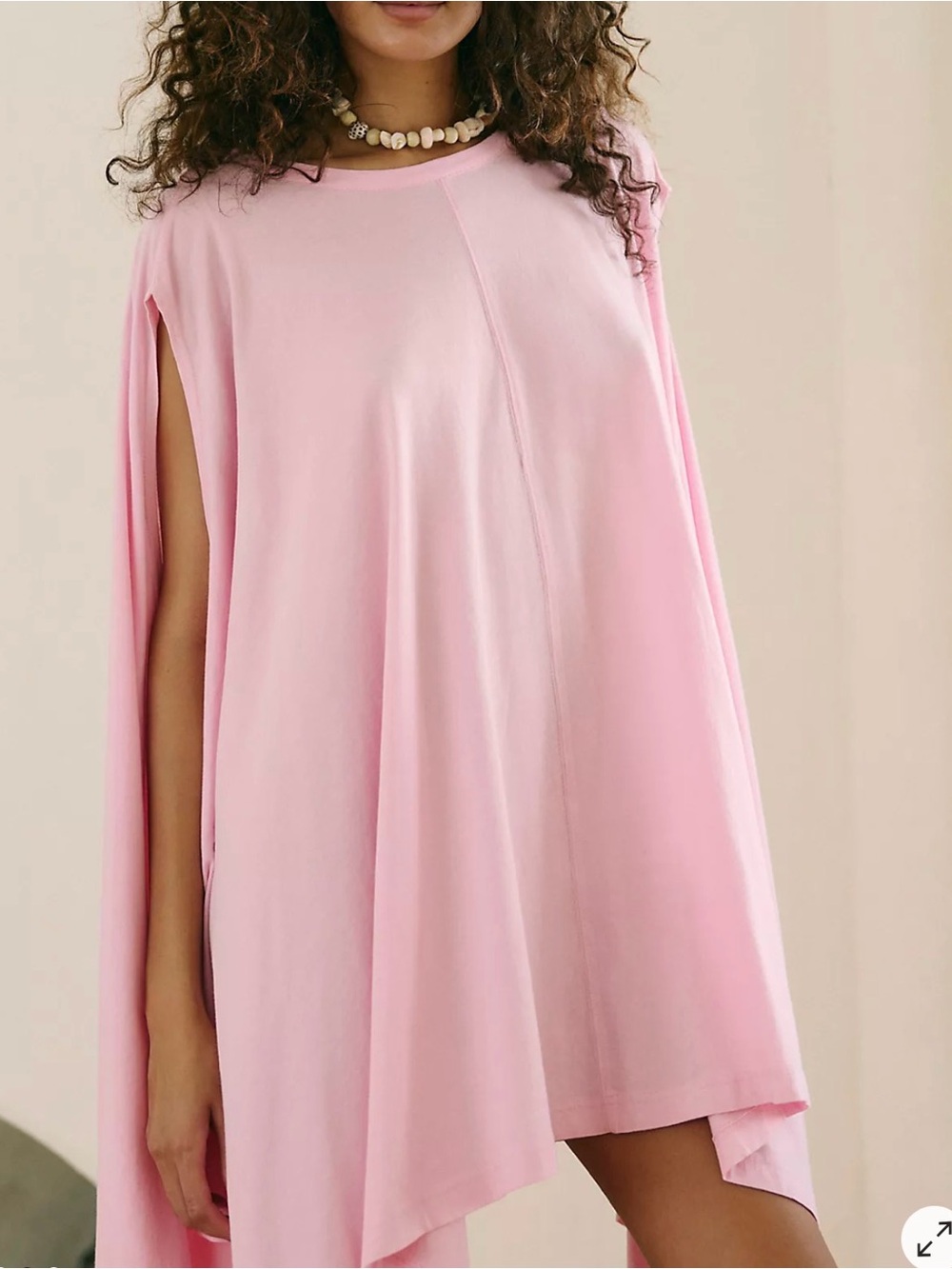 Free People Blush Pink Cape-Sleeve Mini Dress